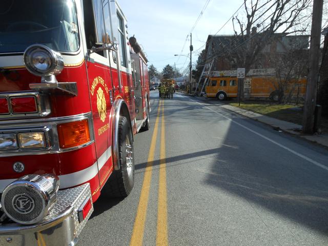Engine 21-2 prepared to reverse lay at a house fire in West Grove Borough.
